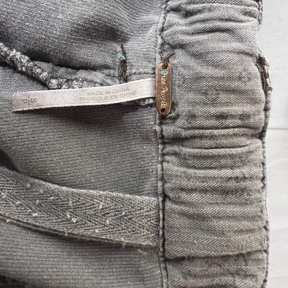 Free People Dark Gray Ankle Jeans with Red Drawstring - Picture 3 of 6
